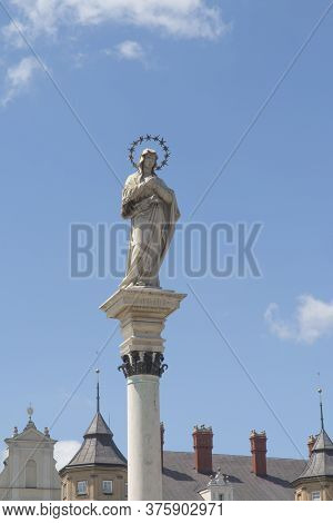 Statue Of Our Lady Of The Immaculate Conception In The Middle Of Square In Front Of The Monastery Ja