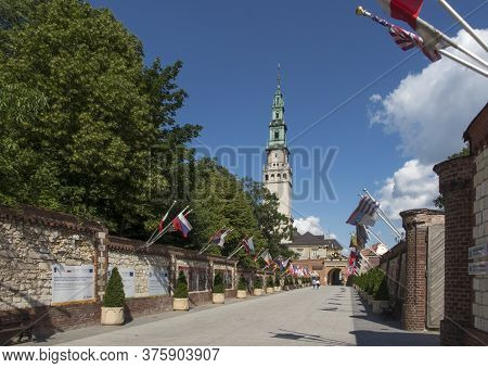 Częstochowa, Poland, June 23, 2020: Deserted Access To The Sanctuary Of The Blessed Virgin Mary At J