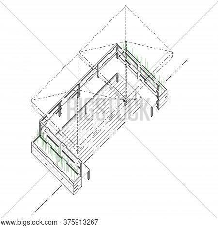 Axonometry Three-dimensional Drawing Of Alfresco Bar (aka Dehors)