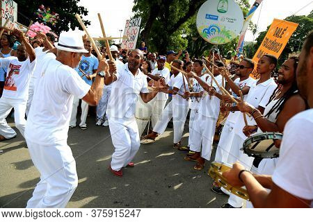 Salvador, Bahia / Brazil - January 24, 2016: Group Performs Maculele Dance Performance At The Tororo
