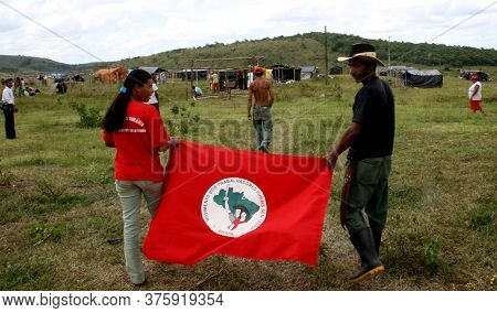 Guaratinga, Bahia / Brazil - February 25, 2008: Member Of The Landless Movement - Mst - Are Seen Dur
