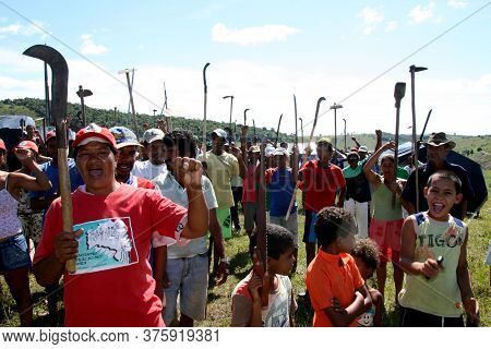 Guaratinga, Bahia / Brazil - February 25, 2008: Member Of The Landless Movement - Mst - Are Seen Dur