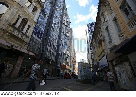 Salvador, Bahia / Brazil - June 5, 2019: Business Buildings In The Commerce District In The City Of 