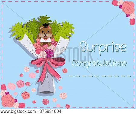 Flower And Bear Gift For Education Knowledge For High School.