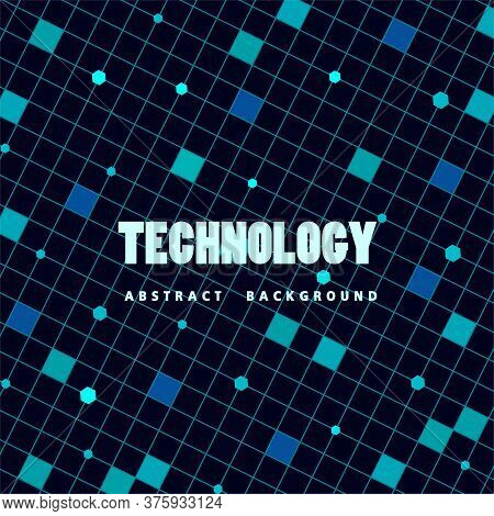 Abstract Lines And Dots Connect Background. Technology Connection Digital Data.