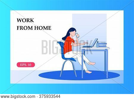 Illustrations Concept Work From Home To Avoid Viruses.