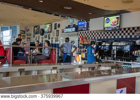 Europe - July 10, 2020:  ambiance of an  fast food restaurant.