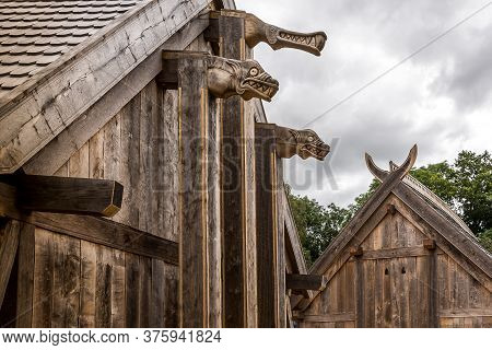 Dreagonheads At The King's Hall, A Reconstructed Viking Longhouse In Lejre, Denmark, July 9, 2020