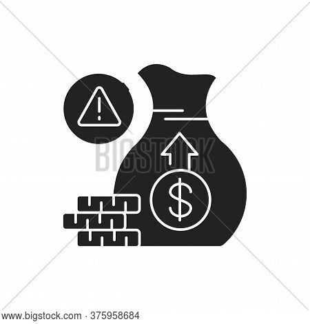 Investment Scam Black Glyph Icon On White Background. Cash Fraud. Losses. Bankruptcy. Illegal Busine