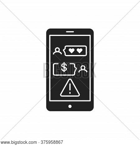 Prepaid Sex Froud Black Glyph Icon On White Background. Web Fraud. Internet Security. Cyber Dating. 