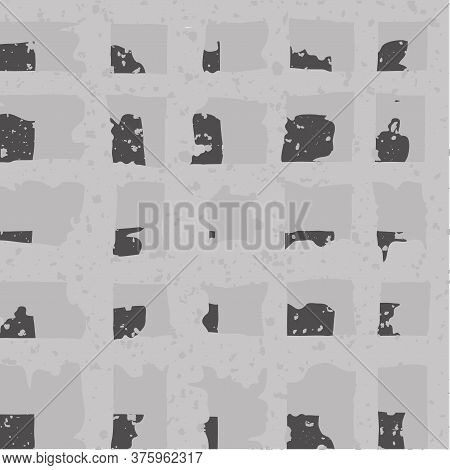 Vector Concrete Grid Seamless Pattern Background. Organic Grunge Brush Gray Waffle Effect Backdrop. 