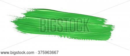 Green chroma brush stroke paiting over isolated background, canvas watercolor texture 