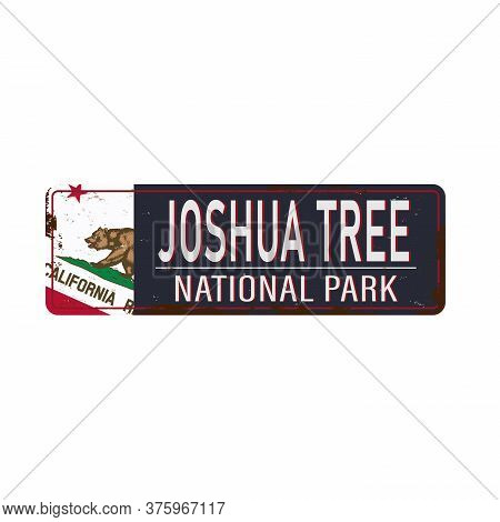 Road Sign Rusted Joshua Tree National Park Vector Illustration