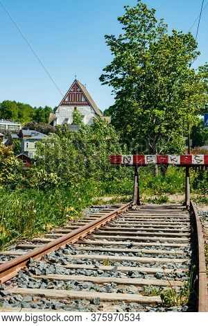 Porvoo, Finland - 3 June 2020: Beautiful Panoramic View Of Porvoo Cathedral And Old Town Of Porvoo