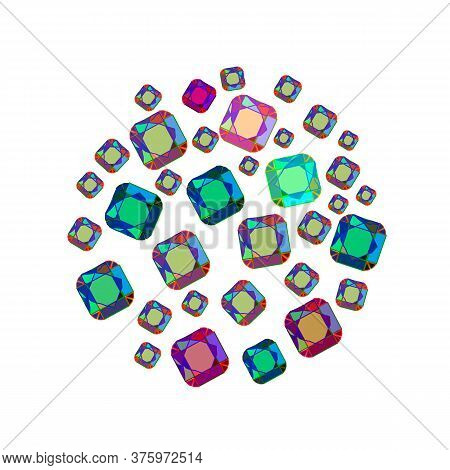 Vector Stock Illustration With Colorful Gemstones On White Background.