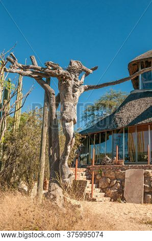 Omaruru, Namibia - May 31, 2011: A Wooden Sculpture For Sale At Tikoloshe Afrika Woodcarving Worksho