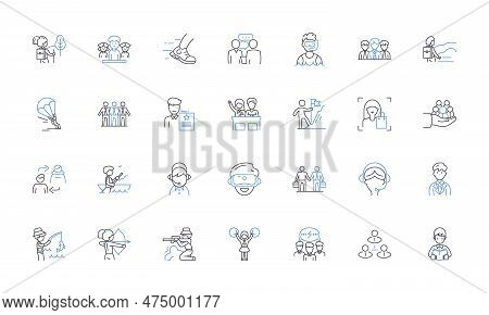 Youngsters Community Line Icons Collection. Youth, Teenagers, Adolescents, Kids, Students, Generatio