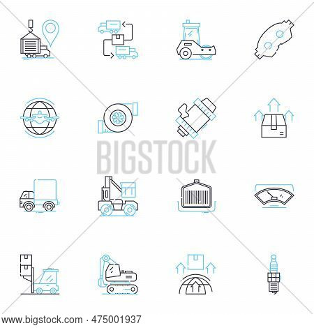 Movement Linear Icons Set. Spin, Flow, Leap, Sprint, Glide, March, Bounce Line Vector And Concept Si
