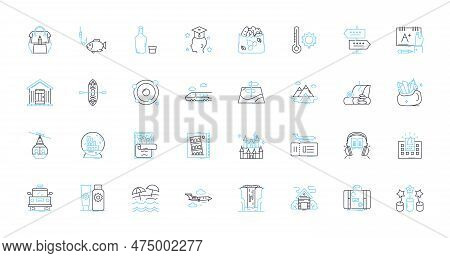 Serene Escape Linear Icons Set. Tranquility, Calmness, Peace, Relaxation, Meditation, Solitude, Harm