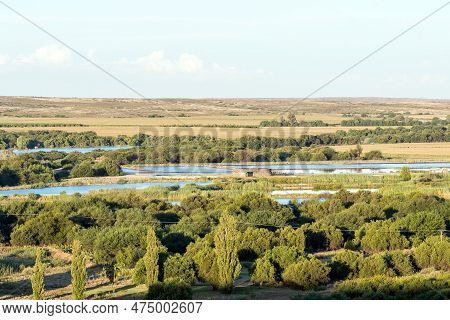 The Waste Water Treatment Plant In Prieska As Seen From Koppie Nature Reserve. The Flooded Orange Ri