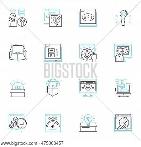 Content Design Linear Icons Set. Strategy, User-centered, Information, Messaging, Branding, Layout, 