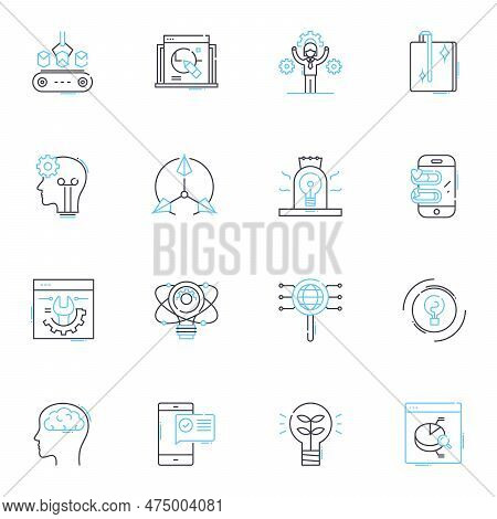 Social Experience Linear Icons Set. Connection, Interaction, Engagement, Participation, Friendship, 