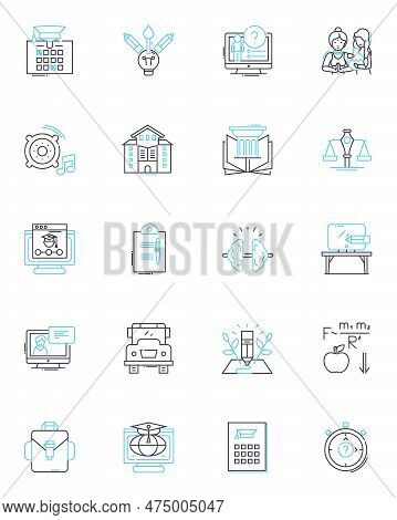 Innovative Campus Linear Icons Set. Technology, Collaboration, Creativity, Progress, Sustainability,