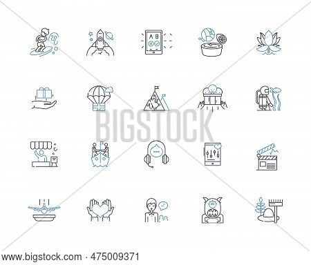 Mindful Escape Line Icons Collection. Serenity, Calmness, Reflection, Relaxation, Tranquility, Prese