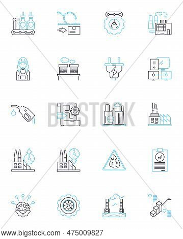 Innovative Plant Linear Icons Set. Sustainable, Biotech, Efficient, Futuristic, Revolutionary, Versa