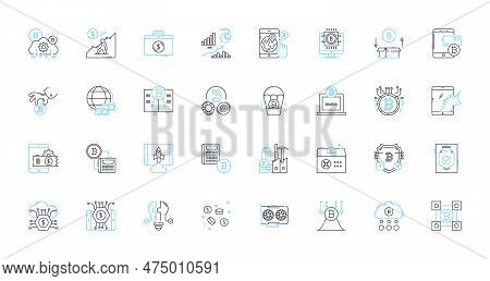 Economic Indicators Linear Icons Set. Inflation, Gdp, Employment, Interest Rates, Fiscal Policy, Mta