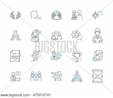 Work Promotion Line Icons Collection. Advancement, Seniority, Promotion, Raise, Climbing, Developmen