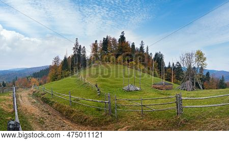 Autumn In Mountain Farmstead (jaremche-town Outskirts, Ivano-frankivsk Region, Ukraine).