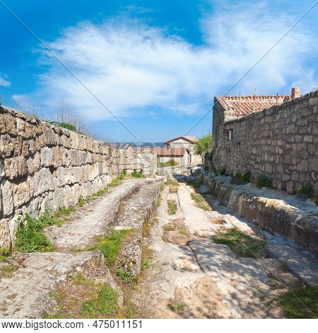 Stony Road View In Chufut Kale Ancient Cave Settlement (crimea, Ukraine).