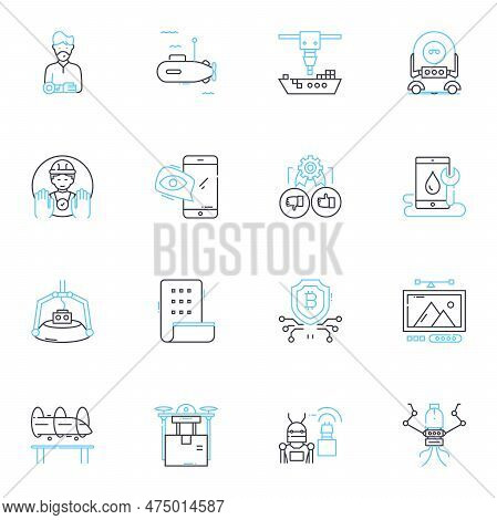 Innovative Technologies Linear Icons Set. Automation, Augmented, Virtual, Nanotechnology, Machine-le