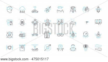 Emerging Trends Linear Icons Set. Sustainability, Innovation, Automation, Digitalization, Virtualiza