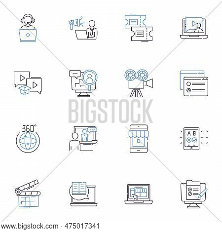 Acting Career Line Icons Collection. Craft, Audition, Rehearsal, Scene, Role, Script, Performance Ve