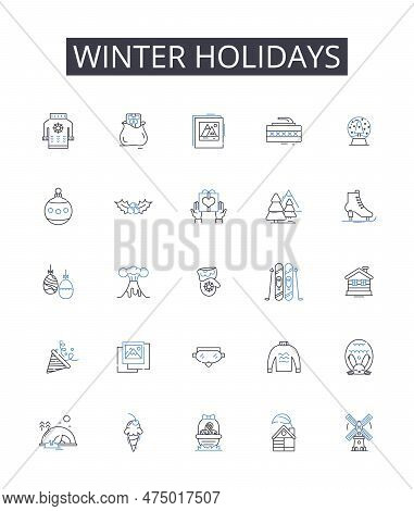 Winter Holidays Line Icons Collection. Christmas Season, Yuletide, Festive Season, Holiday Season, A