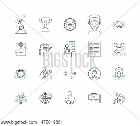 Establishment Development Line Icons Collection. Planning, Design, Construction, Growth, Expansion, 