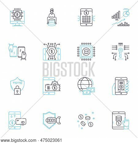 Economic Indicators Linear Icons Set. Inflation, Gdp, Employment, Interest Rates, Fiscal Policy, Mta
