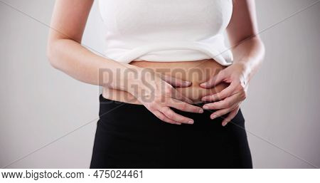 Epinephrine Shot Syringe. Woman Injecting Anaphylactic Shock Hormone