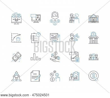 Sales Analytics Line Icons Collection. Metrics, Trends, Forecasting, Conversion, Targets, Pipeline, 