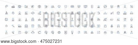 Manufacturing Line Icons Collection. Fabrication, Assembly, Machining, Production, Automation, Quali