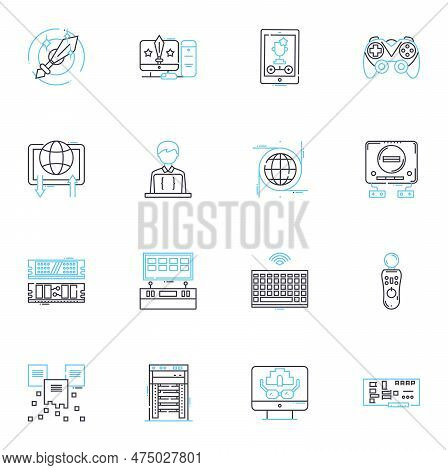 Mobile Technology Linear Icons Set. Smartph, Tablet, App, Battery, Nerk, Camera, Gps Line Vector And