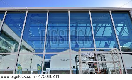 Warsaw, Poland. 21 April 2023. The Building That Houses The Food Hall Ogrody Urlicha. It\'s A Modern