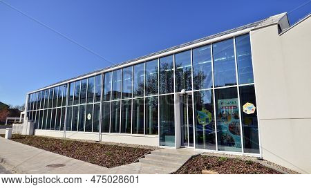 Warsaw, Poland. 21 April 2023. The Building That Houses The Food Hall Ogrody Urlicha. It\'s A Modern
