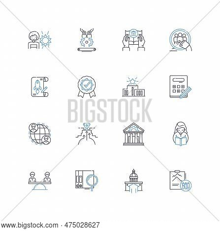 Knowledge Hub Line Icons Collection. Learning, Resource, Repository, Insightful, Information, Intell