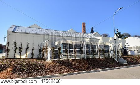 Warsaw, Poland. 21 April 2023. The Building That Houses The Food Hall Ogrody Urlicha. It\'s A Modern