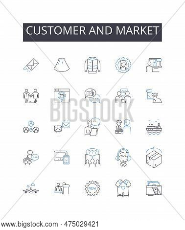 Customer And Market Line Icons Collection. Efficiency, Innovation, Accessibility, Convenience, Speed