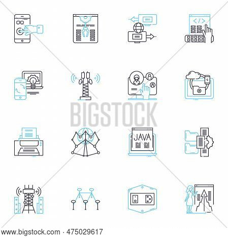 Communication Nerks Linear Icons Set. Nerking, Collaboration, Connectivity, Telecommuting, Socializi