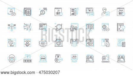 Smart Computing Linear Icons Set. Automation, Artificial Intelligence, Big Data, Cloud Computing, Cr